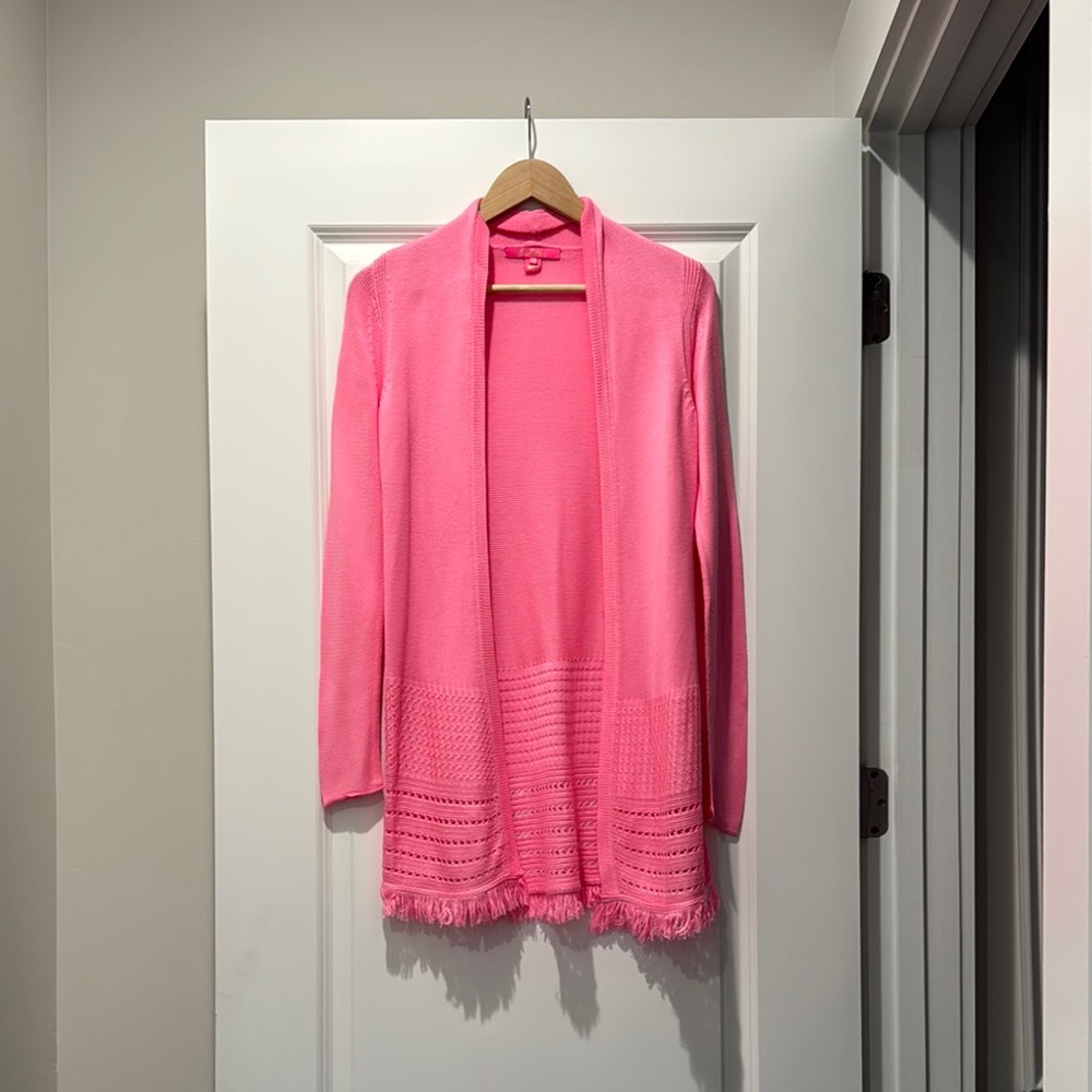 Lilly Pulitzer Pink Open-Front Cardigan Sweater